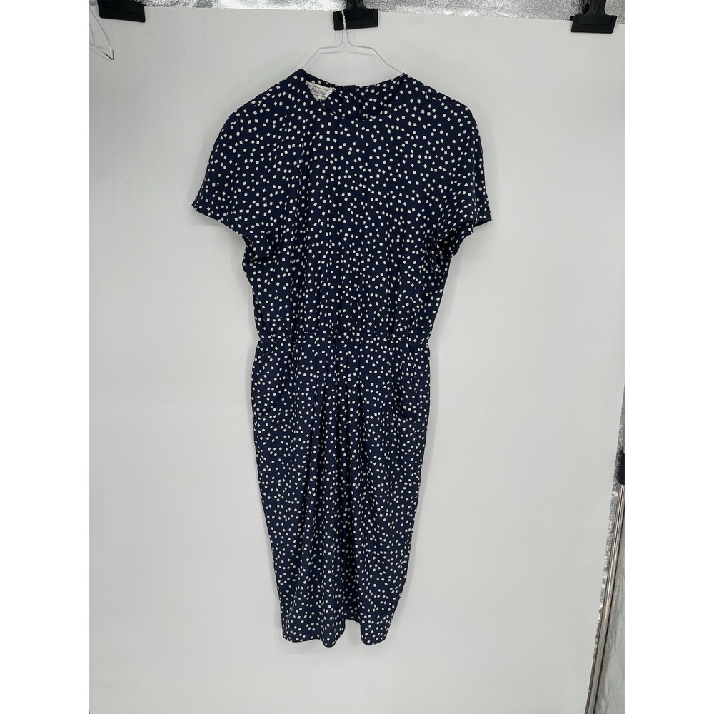 Vintage‎ Maggy Boutique Dress Midi diamond print navy White back Buttons size 10